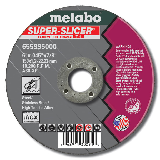 MET 55995 Cutting Wheel, 6 in Dia, .045 in Thick, 7/8 in, Super Splicer® Extreme Performance