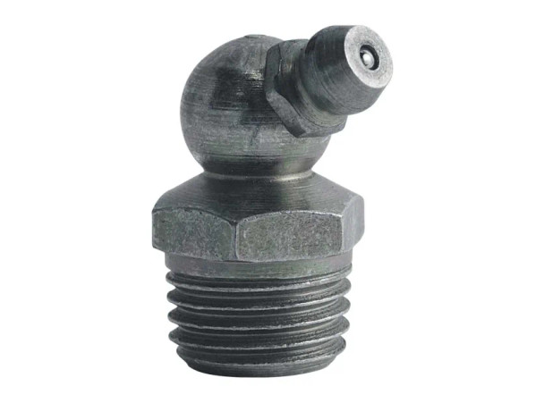 GLH H1629Z3 Grease Zerk Fitting 1/4-18 PTF SPL Extra Short Taper Steel Thread Zinc Clear Trivalent SAE J534 Check Surface Ball OAL .97 Shank .34 Standard Drive 9/16 Hex 65 Degree Angle