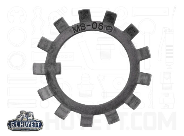 GLH MB-06 Lock Washer 49MM Outside Diameter; 30MM Inside Diameter; 1.3MM Thickness; 5MM Tang Width; No Reversing Tang
