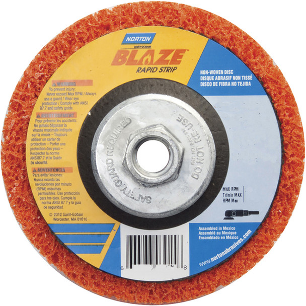 NOR 66254498101 Non-Woven Rapid Strip 4-1/2"x5/8-11 T27 Orange Blaze