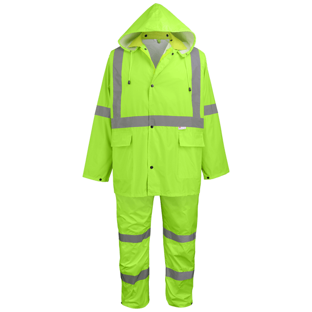 GLG GLO-8000-XL Rainsuit Frogwear Three Piece Hi-Visibilty Yellow/Green Reflective Class 3 With Detachable Hood