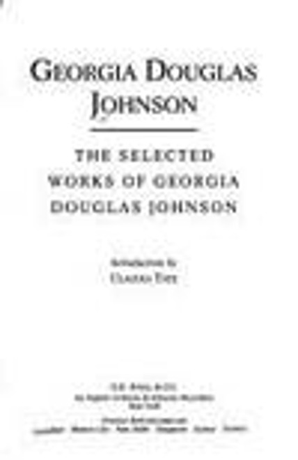 The Selected Works of Georgia Douglas Johnson