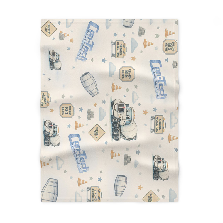 Construction Trucks Soft Fleece Baby Blanket - Blue