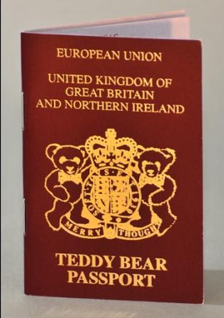 travel teddy bear with passport