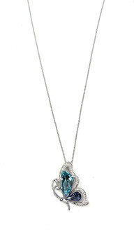 Butterfly Crystal Pendant Stainless Steel Necklace for Women and Girls