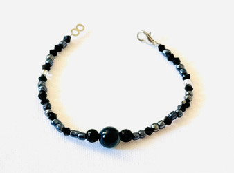 Midnight Sparkle Bead and Crystal Anklet