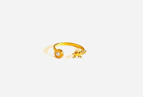 Golden Lizard Stone Ring