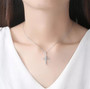 Dazzling Cross Sterling Silver and Zircon Pendant Necklace