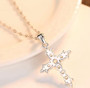 Dazzling Cross Sterling Silver and Zircon Pendant Necklace