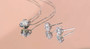 Solitare Round Sterling Silver Necklace and Earrings Set