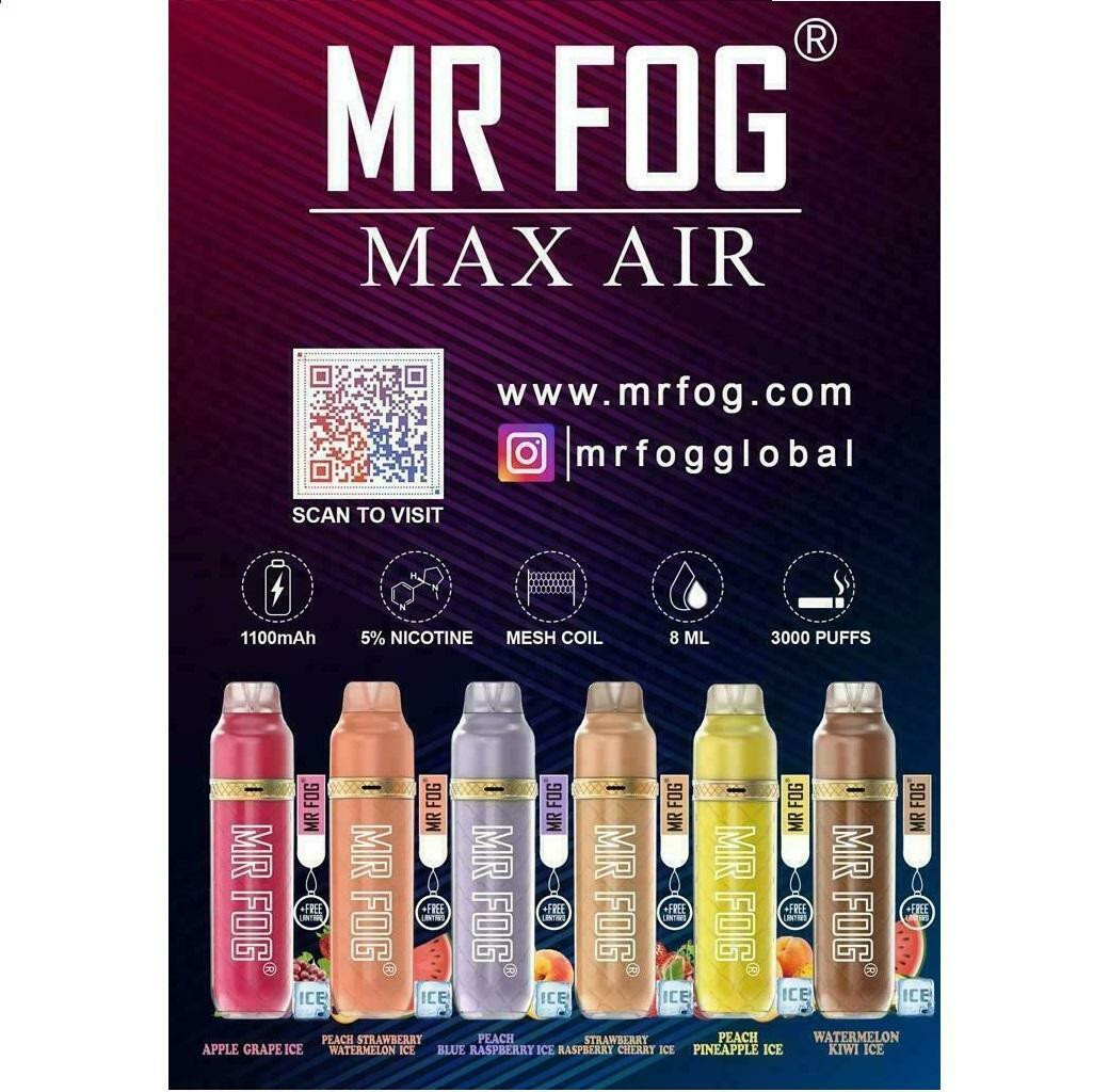 MR. FOG MAX AIR 5% NICOTINE DISPOSABLE DEVICE 3000 PUFFS 8ML  ADJUSTABLE  AIRFLOW | YUMMY PUFFS