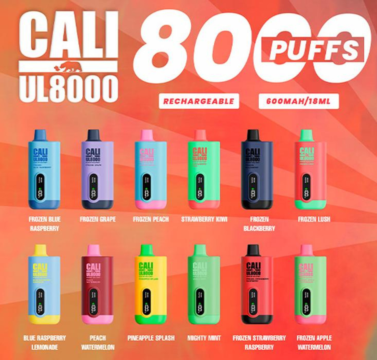 CALI UL8000 5% 18ML 8000 PUFFS VAPE