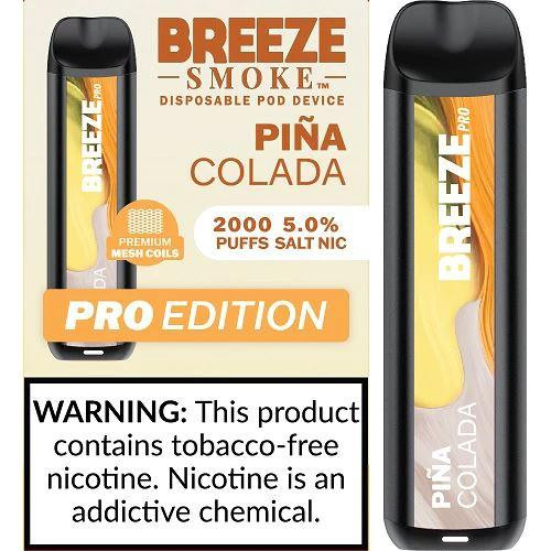 BREEZE SMOKE PRO 5% PINEAPPLE COCONUT 6ML 2000 PUFFS VAPE DEVICE