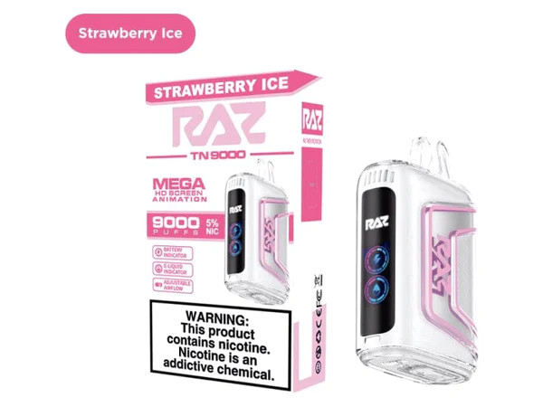 RAZ TN9000 12ML 9000 PUFFS DISPOSABLE VAPE – STRAWBERRY ICE