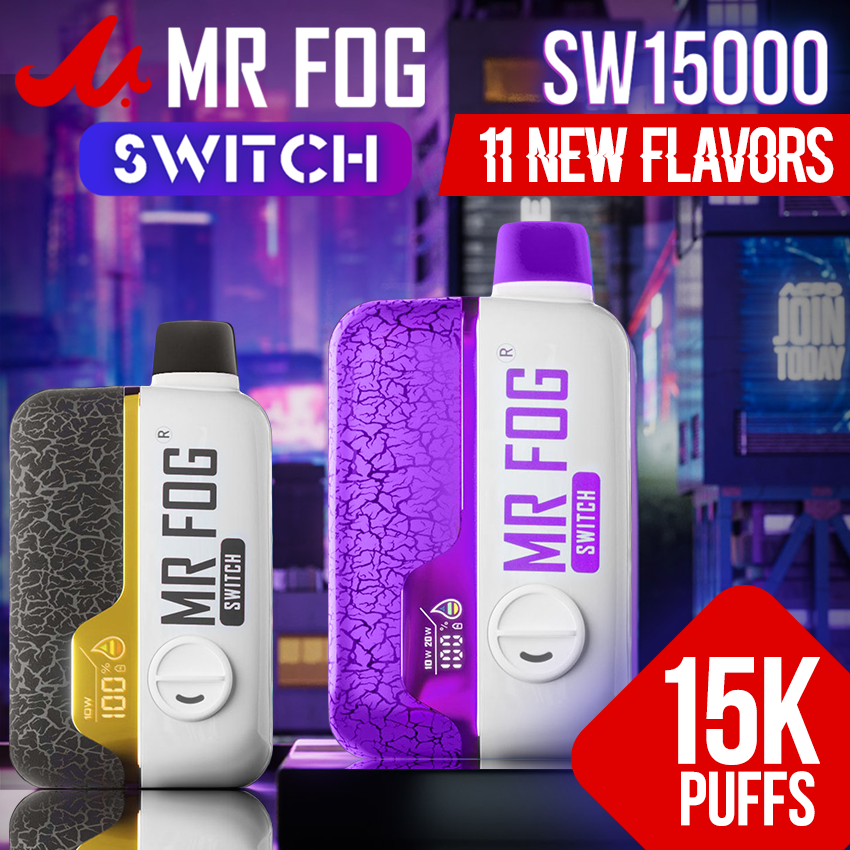 MR FOG SWITCH SW15000 5% NIC 15,000 PUFFS DISPOSABLE VAPE *NEW FLAVORS*