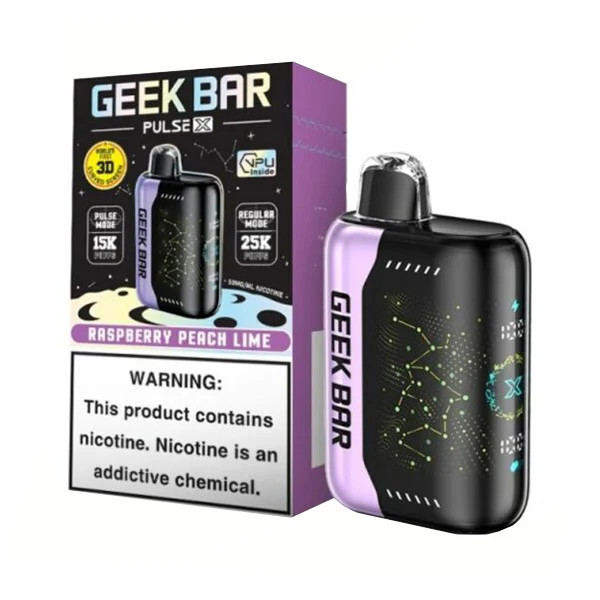 GEEK BAR PULSE X 5% NIC 25,000 PUFFS VAPE **RASPBERRY PEACH LIME**