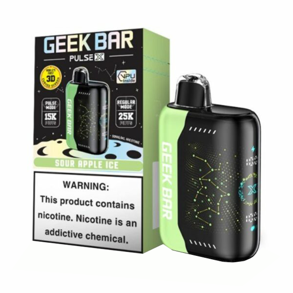 GEEK BAR PULSE X 5% NIC 25,000 PUFFS VAPE **SOUR APPLE ICE**