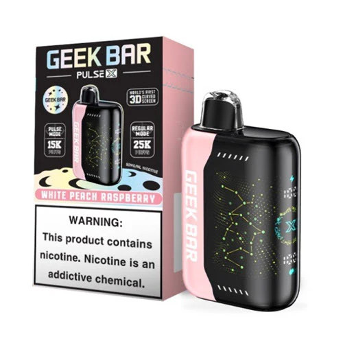 GEEK BAR PULSE X 5% NIC 25,000 PUFFS VAPE **WHITE PEACH RASPBERRY**