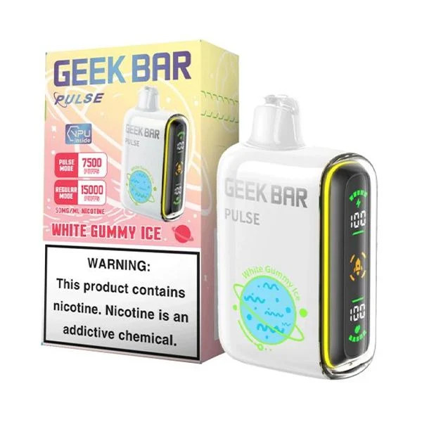 GEEK BAR PULSE 5% NIC 15000 PUFFS VAPE **WHITE GUMMY ICE