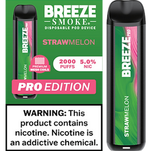 BREEZE SMOKE PRO STRAWMELON 2000 PUFFS VAPE