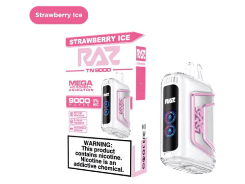 RAZ TN9000 STRAWBERRY ICE 9000 PUFFS VAPE