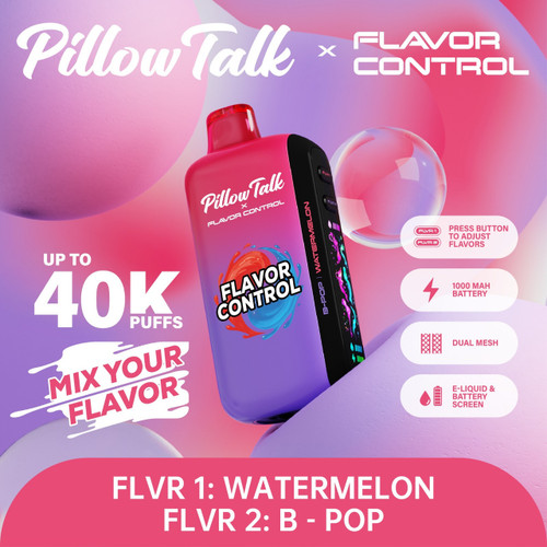 Pillow Talk vape with visible mouthpiece and premium finish on a neutral background