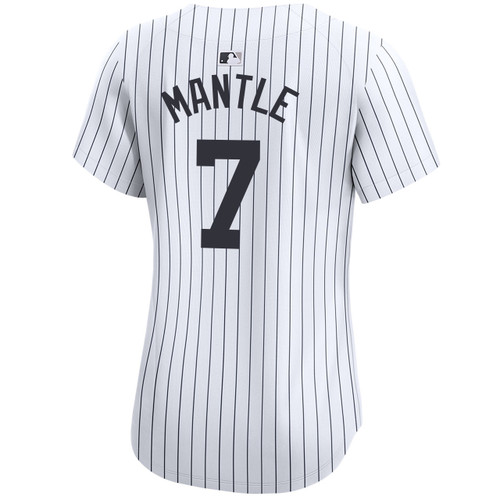 New York Yankees No7 Mickey Mantle White Strip Women's Fashion Stitched MLB Jersey