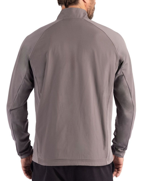 Men's New York Yankees Cutter & Buck Elemental Grey Adapt Soft Knit Stretch Hybrid Full Zip Jacket