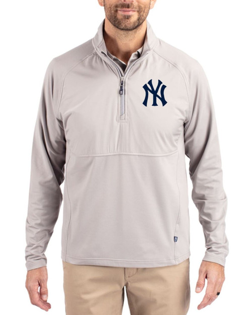 Men's New York Yankees Cutter & Buck Polished Adapt Soft Knit Stretch Hybrid Quarter Zip Pullover