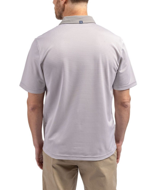 Men's New York Yankees Cutter & Buck Polished/White Virtue Micro Stripe Featherlight Pique Polo
