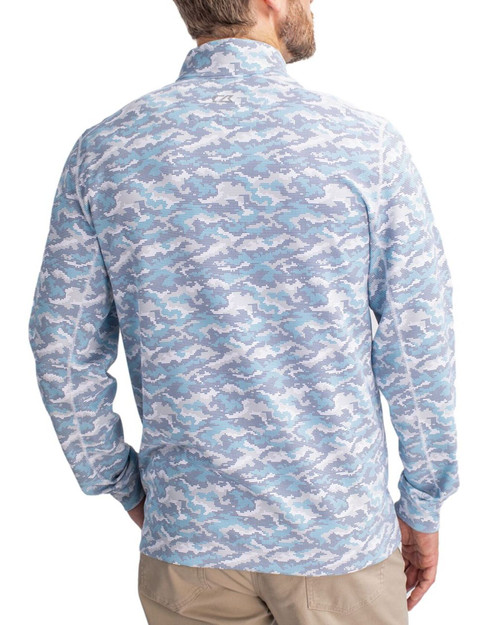 Men's New York Yankees Cutter & Buck Indigo Traverse Stretch Camo Print Quarter Zip