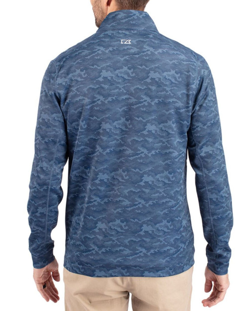Men's New York Yankees Cutter & Buck Navy Blue Traverse Stretch Camo Print Quarter Zip