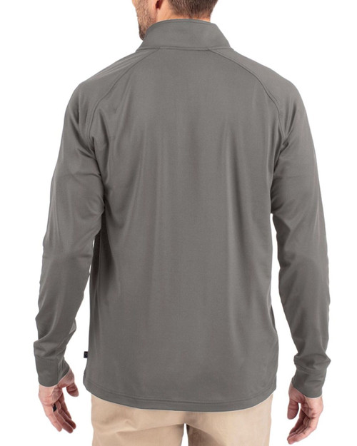 Men's New York Yankees Cutter & Buck Elemental Grey Adapt Soft Knit Stretch Quarter Zip Pullover