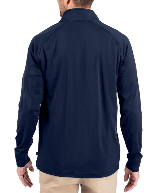 Men's New York Yankees Cutter & Buck Navy Blue Adapt Soft Knit Stretch Quarter Zip Pullover