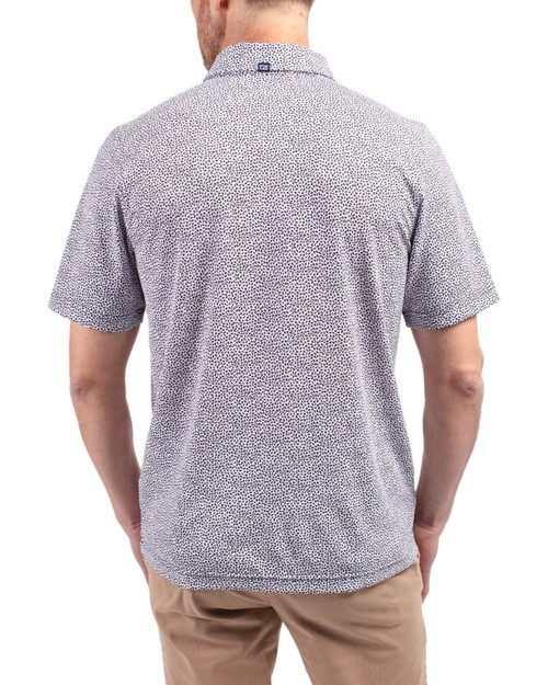 Men's New York Yankees Cutter & Buck Navy Blue Virtue Botanical Print Featherlight Pique Polo