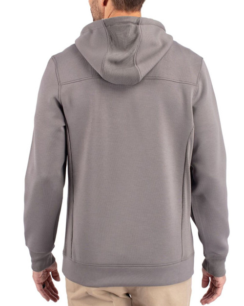 Men's New York Yankees Cutter & Buck Elemental Grey Roam Buttery-Soft Knit Half Zip Hooded Pullover