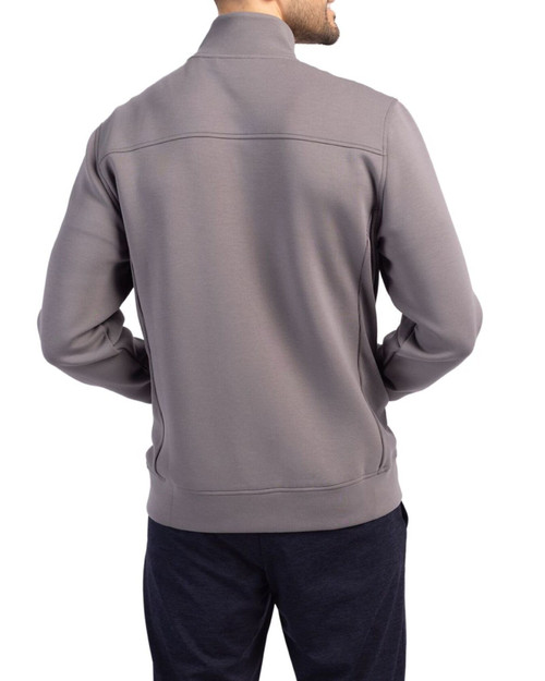 Men's New York Yankees Cutter & Buck Elemental Grey Roam Buttery-Soft Knit Full Zip Jacket