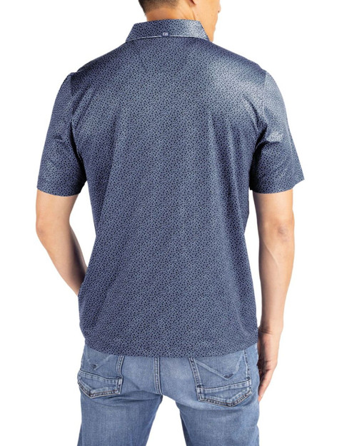 Men's New York Yankees Cutter & Buck Navy Blue/White Pike Pebble Print Polo