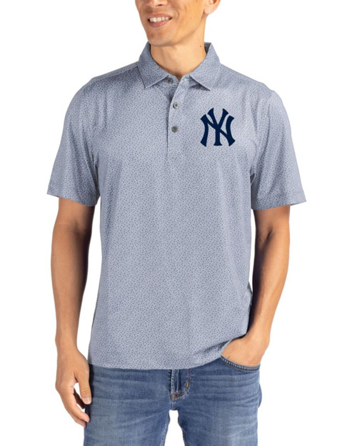 Men's New York Yankees Cutter & Buck Polished/White Pike Pebble Print Polo