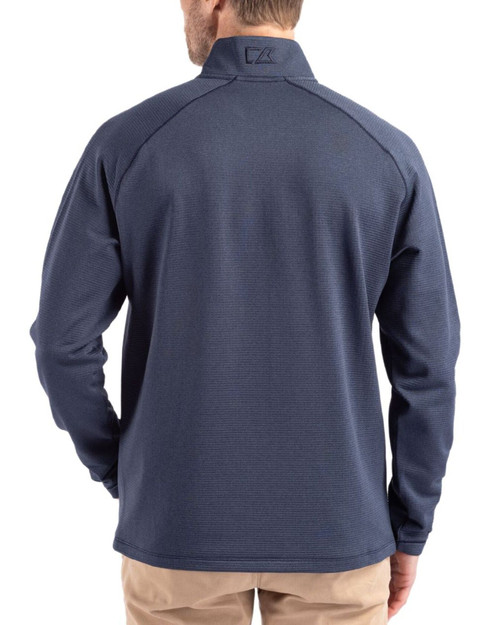 Men's New York Yankees Cutter & Buck Navy Blue Heather Peshastin Epic Versatility Fleece Half Zip