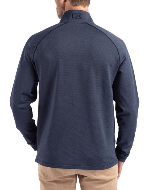 Men's New York Yankees Cutter & Buck Navy Blue Heather Peshastin Epic Versatility Fleece Full Zip Jacket