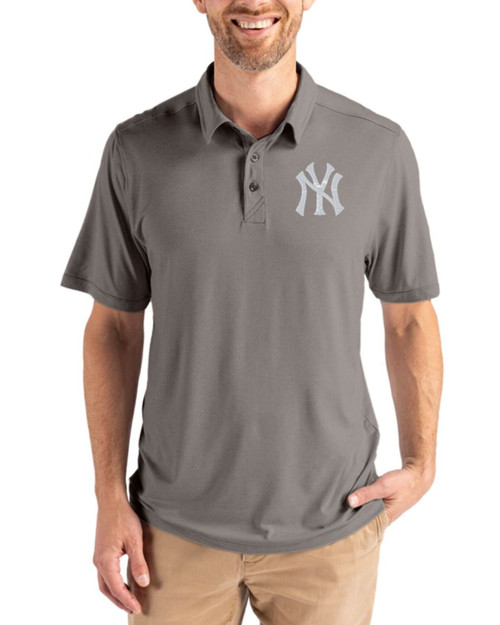 Men's New York Yankees Cutter & Buck Elemental Grey Coastline Double Peached Polo