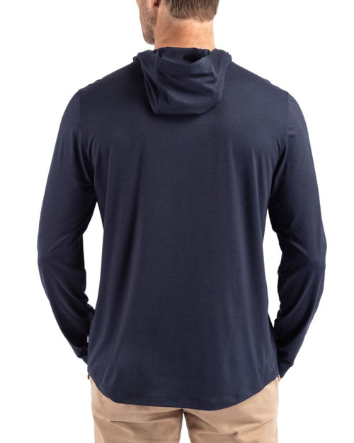 Men's New York Yankees Cutter & Buck Navy Blue Coastline Double Peached Hooded Pullover