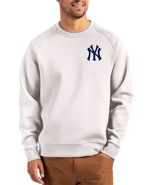 Men's New York Yankees Cutter & Buck Solitare Roam Buttery-Soft Knit Crew Neck Pullover