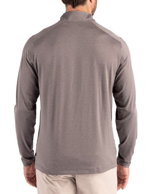 Men's New York Yankees Cutter & Buck Elemental Grey Coastline Double Peached Quarter Zip Pullover