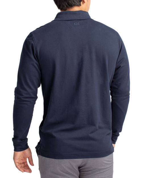 Men's New York Yankees Cutter & Buck Liberty Navy Advantage Epic Confidence Tri-Blend Pique Long Sleeve Polo