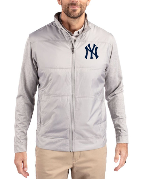 Men's New York Yankees Cutter & Buck Polished Stealth Hybrid Quilted Windbreaker Jacket