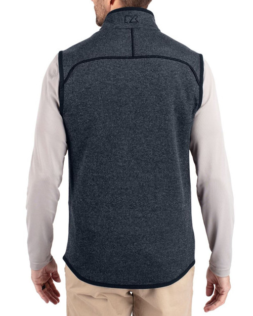 Men's New York Yankees Cutter & Buck Liberty Navy Heather Mainsail Sweater-Knit Full Zip Vest