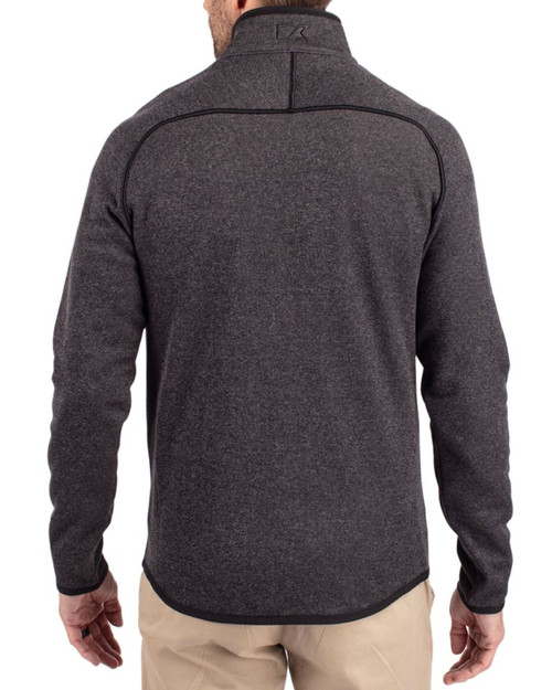 Men's New York Yankees Cutter & Buck Charcoal Heather Mainsail Sweater-Knit Full Zip Jacket