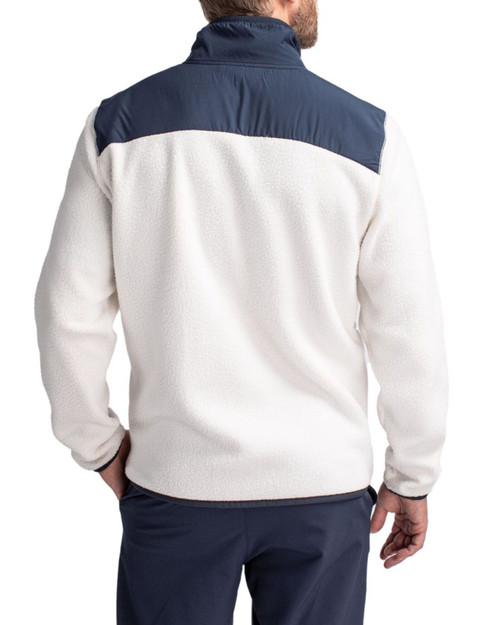 Men's New York Yankees Cutter & Buck Shell/Navy Blue Cascade Epic Comfort Sherpa Fleece Full Zip Jacket